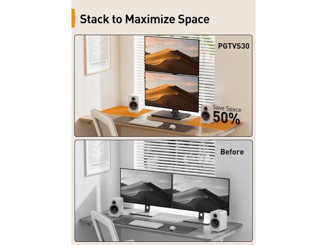 Perlegear Monitor Stand, Dual Monitor Mount for Two 13-40 inch Screens, Vertical Monitor Stand with 360 Degree Rotation, Swivel and Tilt, 13 Height...