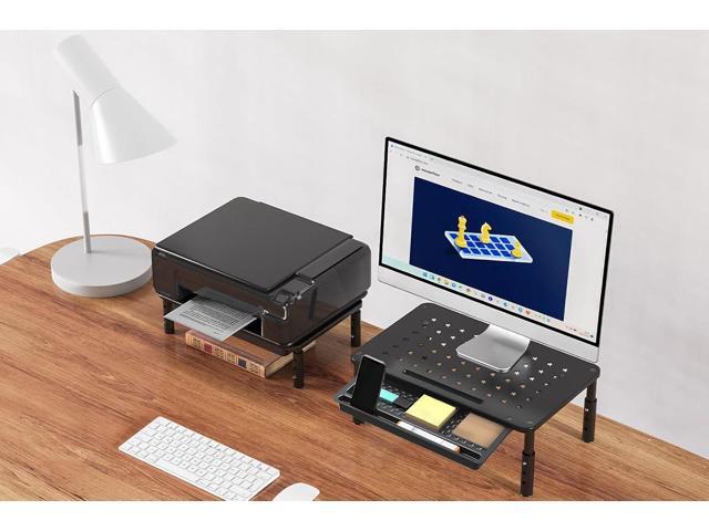 Zimilar 2 Pack Monitor Stand Riser with Drawer - 3 Height Adjustable Metal Monitor Stand with Unique Star Mesh for Computer Laptop Notebook Printer