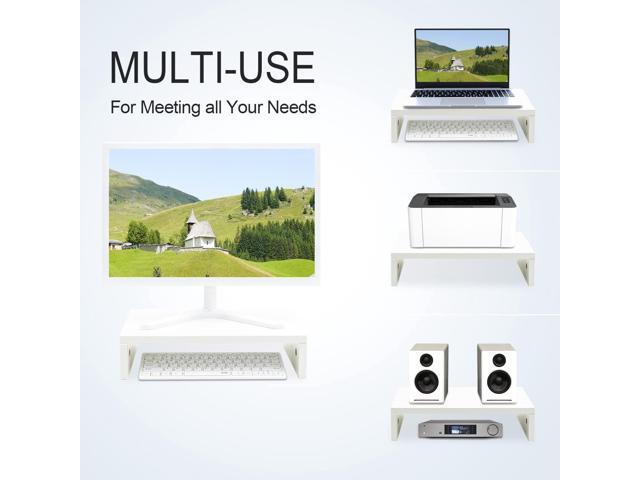 TEAMIX 14.2 inch White Monitor Stand Riser, Wood Monitor Riser with Storage for Desk Small Monitor Stand TV/Screen/PC/Laptop Riser Computer Stand...