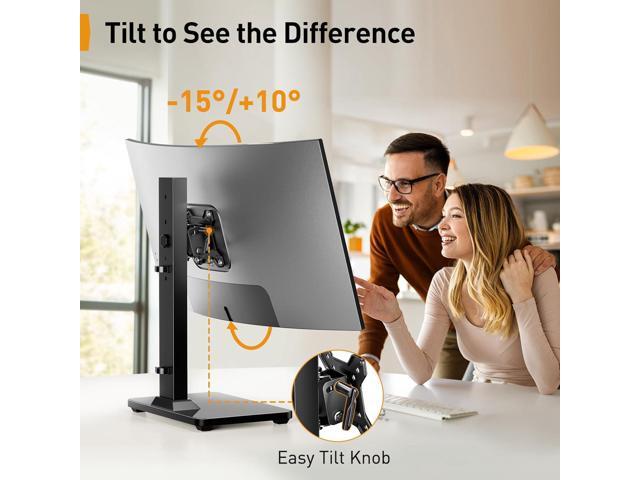 Perlegear Monitor Stand, Freestanding Monitor Mount for 13-34 inch Screens with 360 Degree Rotation, 5 Height Settings, Adjustable Monitor Desk...