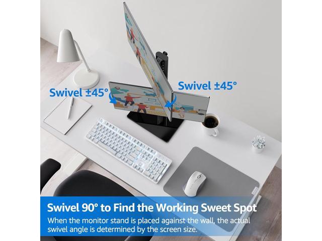 MOUNTUP Vertical Dual Monitor Stand, Stack Two Screens up to 32 inches,17.6 Lbs, Free-Standing Monitor Desk Mount, Monitor Riser with Swivel, Tilt,...