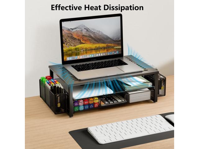 gianotter Desk Computer Monitor Stand Riser with Drawer and 2 Pen Holder, Desk Accessories & Workspace Desk Organizers, Desktop Organizer for...