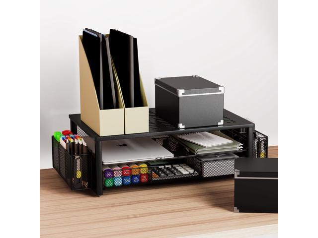 gianotter Desk Computer Monitor Stand Riser with Drawer and 2 Pen Holder, Desk Organizer, Monitor Stand for Desk, Storage for Classroom Office...