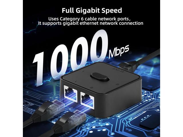 Binardat Gigabit Network Switcher, Passive Ethernet Selector, in/Out to A or B Network, Bidirectional Manual Switcher, No Power Required