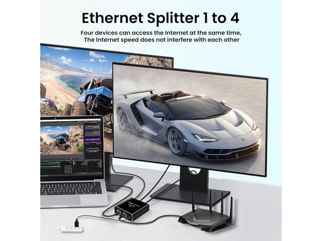 NEWCARE 5 Port Gigabit Ethernet Switch with USB Power Cable, 1000Mbps Ethernet Splitter 1 to 4 Out [4 Devices Simultaneous Networking], Computer...