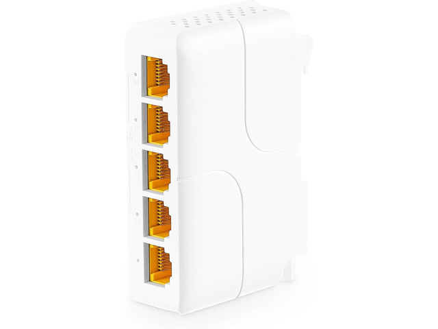MokerLink 5 Port Gigabit PoE Extender, IEEE 802.3 af/at/bt 90W PoE Repeater, 10/100/1000Mbps, 1 PoE in 4 PoE Out, Wall & Din Rail Mount POE...