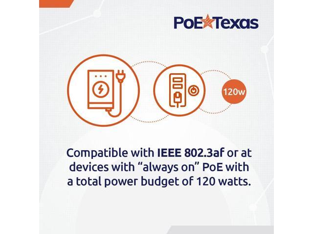 PoE Texas - PoE Injector - 12 Port Gigabit Passive Midspan Injector with 48V 120 Watt UL Power Supply - Power Over Ethernet for 802.3af or at...