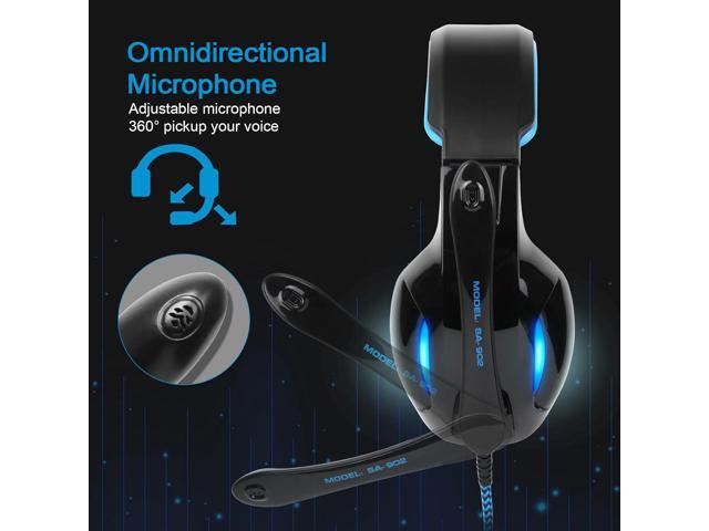 SADES SA902 Stereo Gaming Headset 7.1 USB Surround Sound PC Headsets Over-Ear Gaming Headphones with Microphone LED Light Black Blue