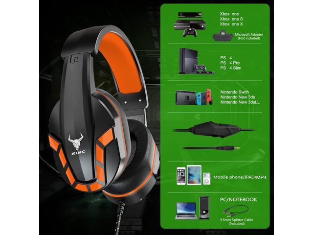 PS4 Gaming Headset with Mic for Xbox One, PS5, PC, Mobile Phone and Notebook, Controllable Volume Gaming Headphones with Soft Earmuffs for Kid