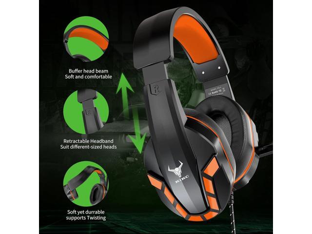 PS4 Gaming Headset with Mic for Xbox One, PS5, PC, Mobile Phone and Notebook, Controllable Volume Gaming Headphones with Soft Earmuffs for Kid
