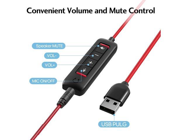 HROEENOI Premium USB Wired Headset with Noise-Cancelling Microphone, Ideal for PC, Laptop, Zoom Calls, Skype Meetings, Call Centers, and Home...