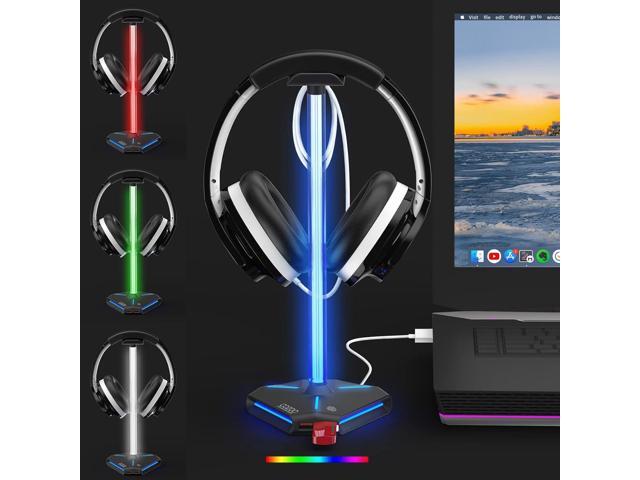 COZOO RGB Headphone Stand with 2 USB2.0 Extension Charging Port Extender Cord,Headset Stand Holder for Gamer Desktop Table Game Earphone...