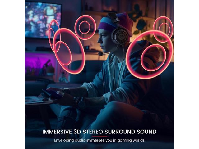 EKSA StarEngine S Gaming Headset for PC, PS4, PS5, Switch, Xbox One, Xbox Series X/S-Wired Gaming Headphones with Detachable Noise Cancelling Mic,...