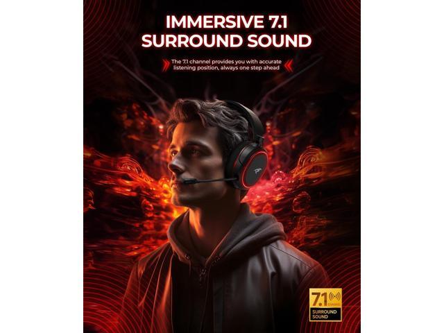 Valorise 4 in 1 Wireless Gaming Headset, 7.1 Surround Sound,100H Playtime, 2.4Ghz Dongle & Bluetooth 5.3, Gaming Headphones with Retractable ENC...