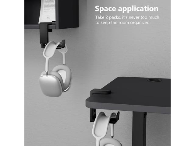 Rotating Headphone Stand - EURPMASK PC Gaming Headset Stand, Adjustable Clamp-on Headphone Holder, Headphone Hanger Hook Under Desk with 360 Degree...
