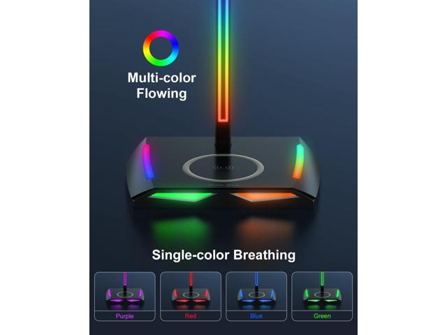 New bee RGB Headphone Stand with 2 USB-C & 1 USB Charging Ports, Desk Gaming Headset Holder with 7 Light Modes and Non-Slip Rubber Base Suitable...