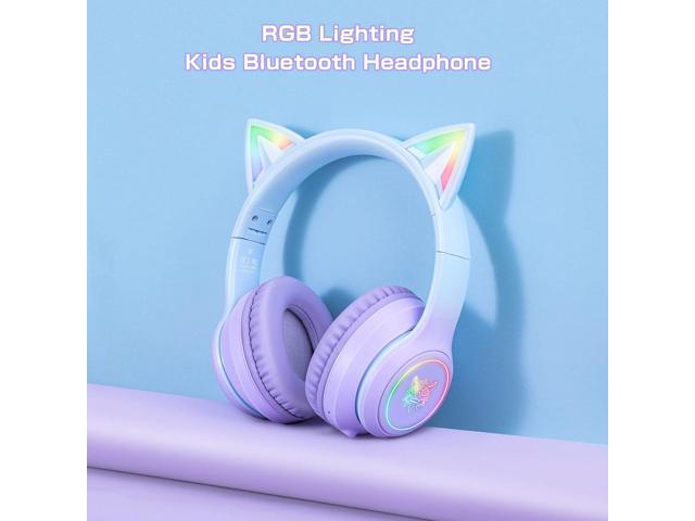 SIMGAL Bluetooth Cat Ear Headphones for Kids, Wireless & Wired Mode Foldable Headset with Mic, RGB LED Light, for Girls School Gaming, Compatible...