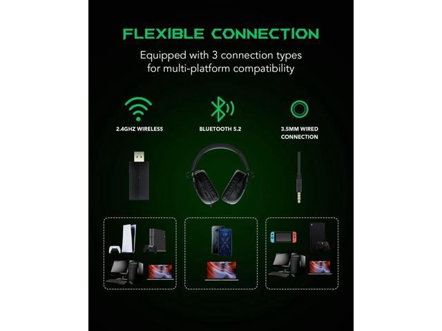 Black Shark Wireless Gaming Headset with Microphone, Bluetooth Xbox Headphone - Fast Connection, No Delay - 2.4GHz USB Headphone with Over Ear...