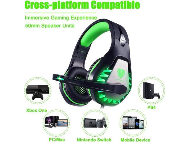 DIWUER Stereo Gaming Headset for Nintendo Switch, PS4, Xbox One with Noise Cancelling Mic, Soft Earmuffs Surround Sound Over Ear Headphones with...