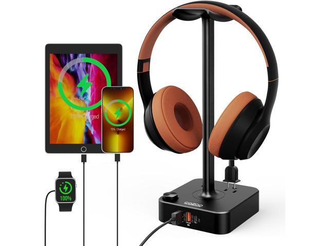 COZOO Headphone Stand with USB Charger Desktop Gaming Headset Holder Hanger with 3 USB Charging Station and 2 Outlets Power Strip - Suitable for...