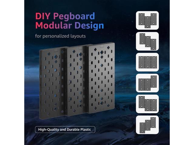 PEGZONE Modular Headphone and Controller Holder for Game, Clamp-on Pegboard, Rotatable Controller Stand with Cable Hooks, Gaming Accessory for Xbox...