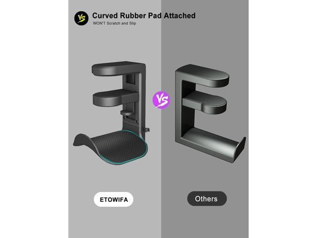 Headphone Holder Hanger Upgraded with Rotating & Adjustable Clamp for Controller & Headphones, Headset Stand Under Desk Hook Mount Built in Cable Clip