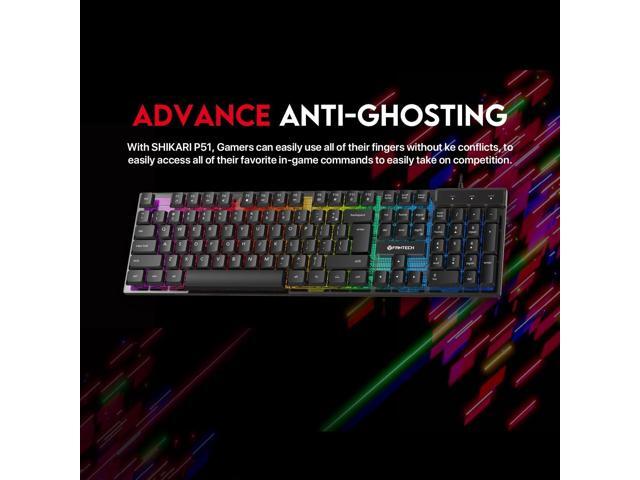 FANTECH P51S Gaming Keyboard and Mouse Combo, Headset and Stand, Mouse Pad Wired RGB Rainbow Keyboard PC Beginner Gamer Basic 5 in-1 Gaming Set