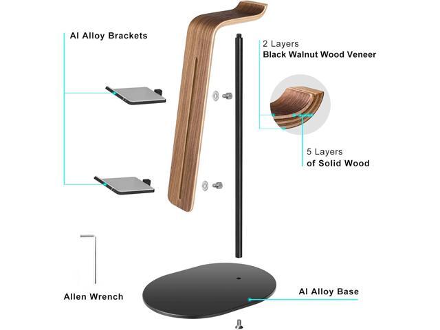 Controller and Headset Holder, Aluminum and Wood Gaming Controller & Headphone Stand for PS5 PS4 Xbox One Nintendo Switch, Universal Desk Game...