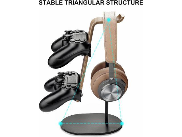 Controller and Headset Holder, Aluminum and Wood Gaming Controller & Headphone Stand for PS5 PS4 Xbox One Nintendo Switch, Universal Desk Game...