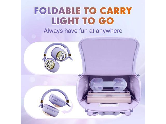 Purple Kids Bluetooth Headphones Wired with Microphone for School - Wireless Boy Girls Noise Cancelling Over Ear Bluetooth Headphones Children...