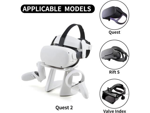 Design VR Stand Compatible with Quest 3S/Quest 3/Quest 2/ Quest/Rift S/Valve Index Headset, and Touch Controllers Accessories(White)