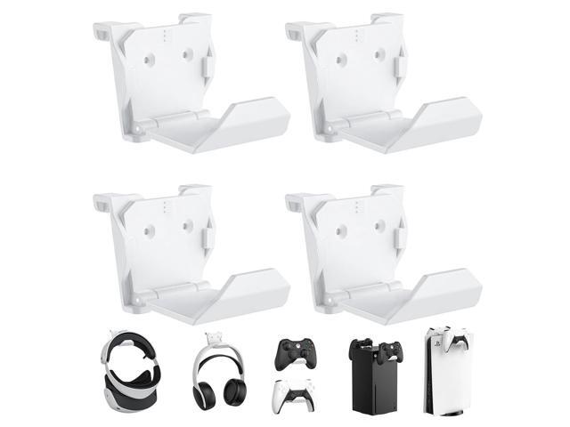 KUNSLUCK 4 Pack Controller Wall Mount for PS5, Xbox, Switch Controller, Wall Mount Stand for Controller & Headset, Adhesive/Screws Installation (White)