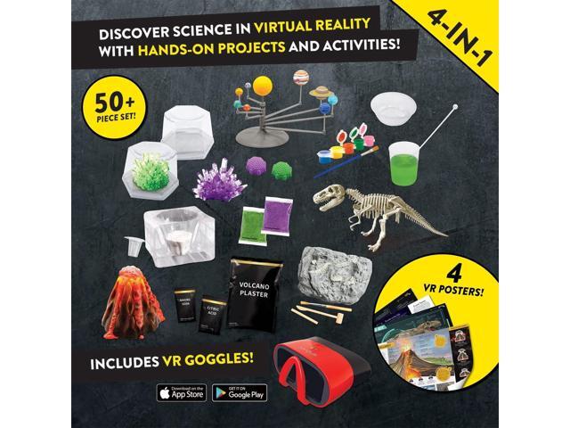 Virtual Reality 4 in 1 Deluxe VR Lab - Illustrated Interactive VR Book and STEM Learning Activity Set (Solar System, Dino-Dig, Crystal and Volcano)...
