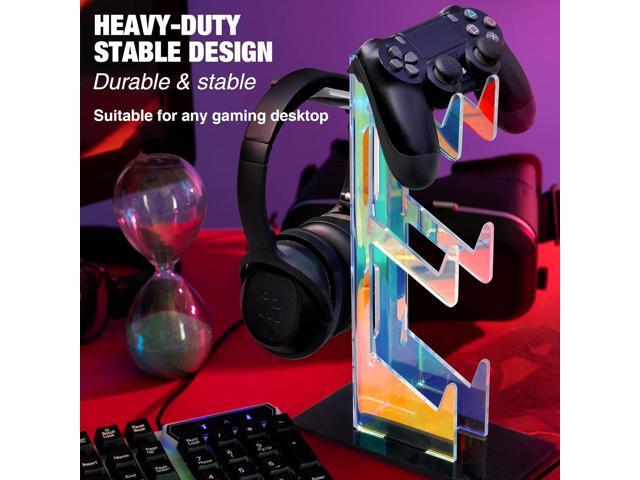 NiHome Iridescent Acrylic Multi-Tier Universal Game Controller Headset Holder Stand for PS5 Xbox ONE Switch Colorful Controller Stand Gaming...