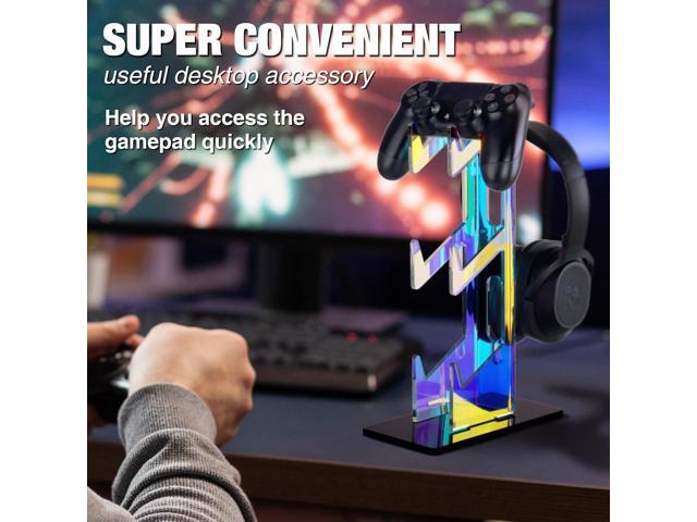 NiHome Iridescent Acrylic Multi-Tier Universal Game Controller Headset Holder Stand for PS5 Xbox ONE Switch Colorful Controller Stand Gaming...