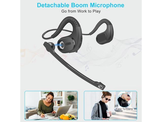 iDIGMALL Bluetooth Headset with Detachable Microphone, Multi-Point Wireless Headset w/DSP Noise Canceling Mic for Phone PC Laptop, Comfort & Light...