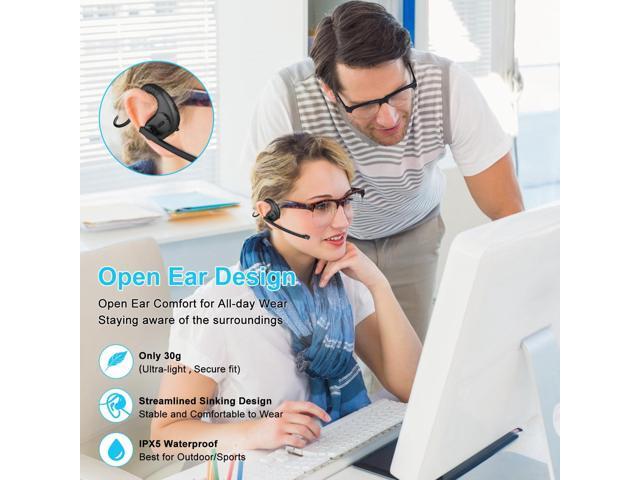 iDIGMALL Bluetooth Headset with Detachable Microphone, Multi-Point Wireless Headset w/DSP Noise Canceling Mic for Phone PC Laptop, Comfort & Light...
