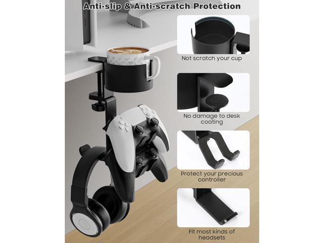 MoKo Desk Controller Holder with Headphone Hanger - 3 in 1 Rotating Desk Cup Organizer Gaming Accessories Stand Desk Clamp Mount Controller Stand...