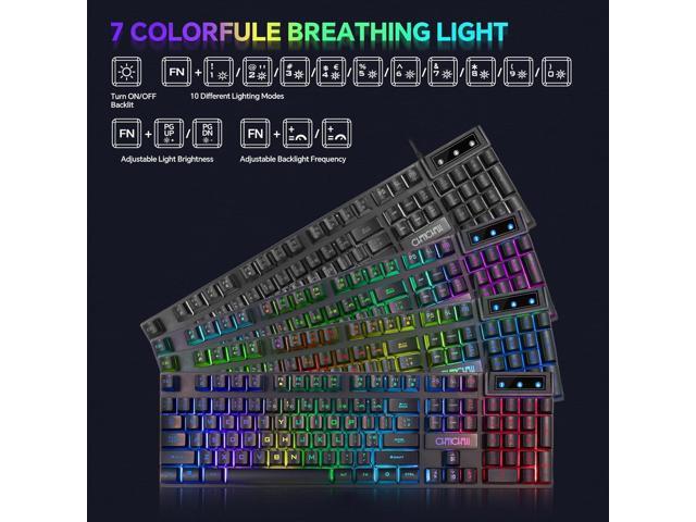 Gaming Keyboard Mouse Mousepad and Headset with mic Combo All in One USB Wired RGB Backlit Rainbow Side Button Gamer Bundle Set Compatible with PC...