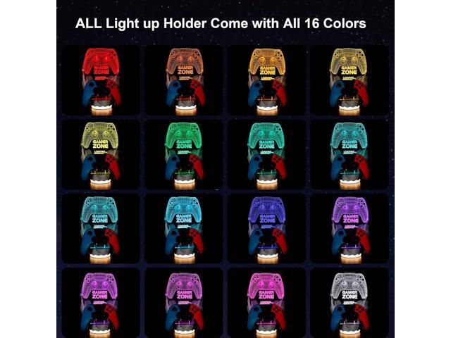 YuanDian Light up Headphone Controller Holder, 16 Colors 3D LED Lights Gamepad Headset Stand, Game Controller Hanger for All Universal Gaming PC...