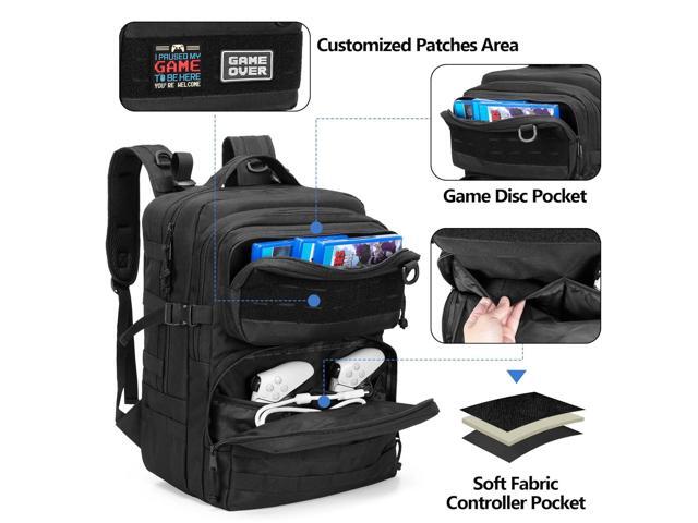 PGmoon Tactical Game Backpack Compatible with PS5/PS5 Slim/PS5 Pro/PS4 Console, Travel Carrying Case Storage Bag for 15.6' Laptop, Portable...