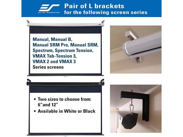 Elite Screens 6' Black Projector Screen L-Brackets, Single Metal Welded Construction, Wall or Ceiling Mount - Includes Hooks and Hardware, Model:...