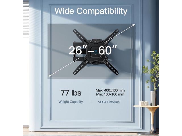 PERLESMITH Full Motion TV Wall Mount for Most 26-60 inch Flat Curved OLED 4K TVs up to 77lbs, Wall Mount TV Bracket with Swivel & Extension Arm,...