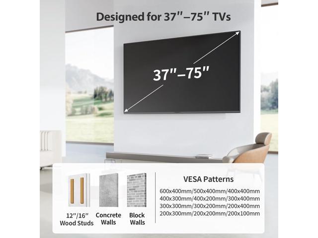 Pipishell Full Motion TV Wall Mount for Most 37-75 inch TVs up to 100 lbs, Wall Mount Bracket with Dual Articulating Arms, Swivel, Tilt, Max VESA...