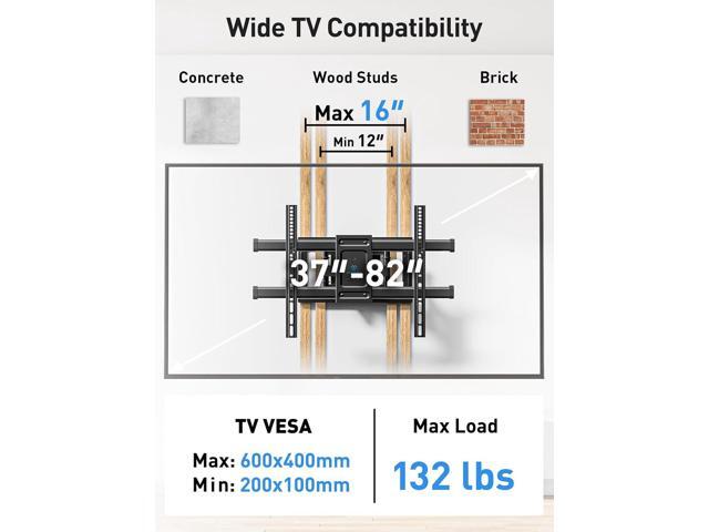 PERLESMITH Full Motion TV Wall Mount for Most 37-82 Inch LED, LCD, Flat Curved TVs up to 132lbs VESA 600×400, TV Mount with Dual Articulating Arms...
