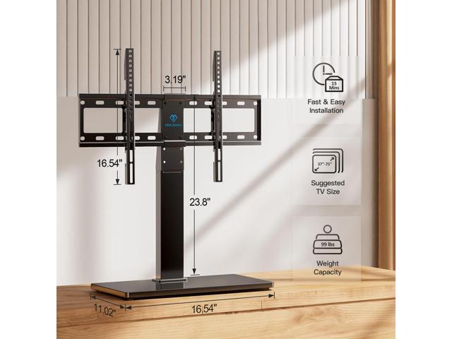 PERLESMITH Universal Swivel TV Stand Base, Table Top TV Stand for 37-75 inch LCD LED TVs, Height Adjustable TV Mount Stand with Tempered Glass...