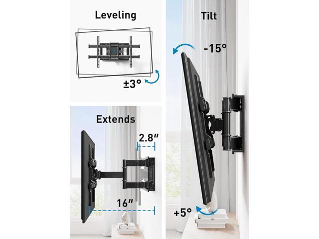 PERLESMITH Full Motion TV Wall Mount for Most 37-82 Inch LED, LCD, Flat Curved TVs up to 132lbs VESA 600×400, TV Mount with Dual Articulating Arms...