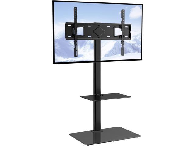 VEVOR TV Stand Mount, Swivel Tall TV Stand for 32 to 65 inch TVs, Height Adjustable Portable Floor TV Stand with Tempered Glass Base for Bedroom,...