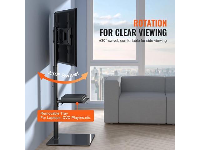 VEVOR TV Stand Mount, Adjustable Swivel Floor Stand for 32-65 Inch TVs, Portable with Tempered Glass Base, Height Adjustable for Living Room or...