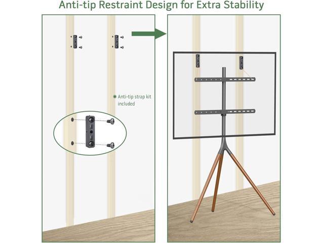 Easel TV Stand with Tripod Base for 45-65 inch Flat Screen up to 77lbs, Height Adjustable TV Stand Tripod for Living Room w/Cable Ties, 180°Swivel,...